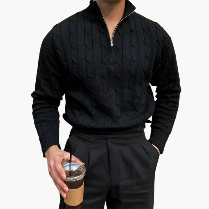 GWANGJU Sweter z polo zamkiem