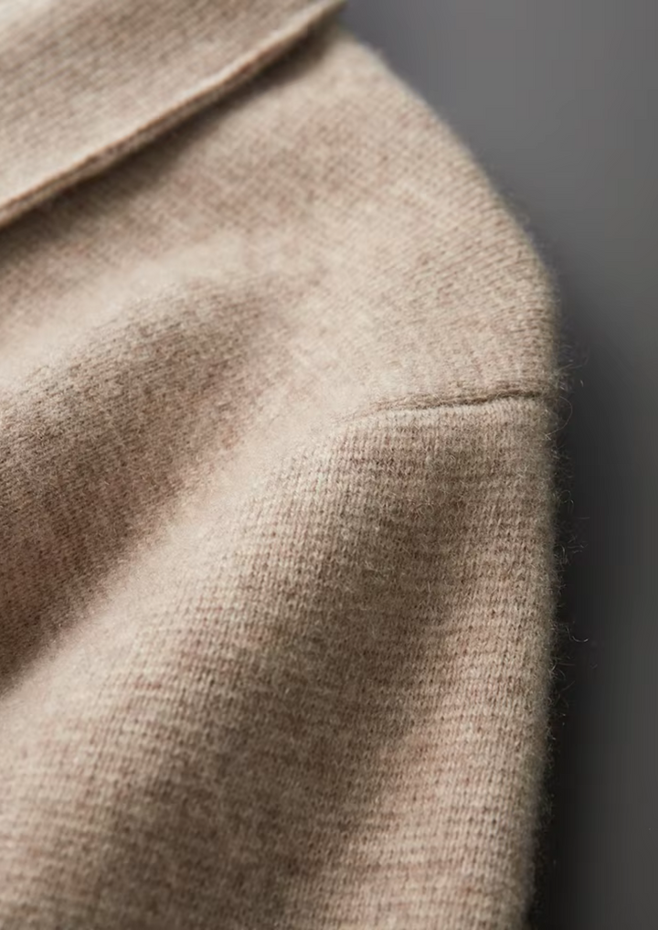 KARDIGAN ZIP POLO Z EXTRA-FINĄ WEŁNĄ MERINO