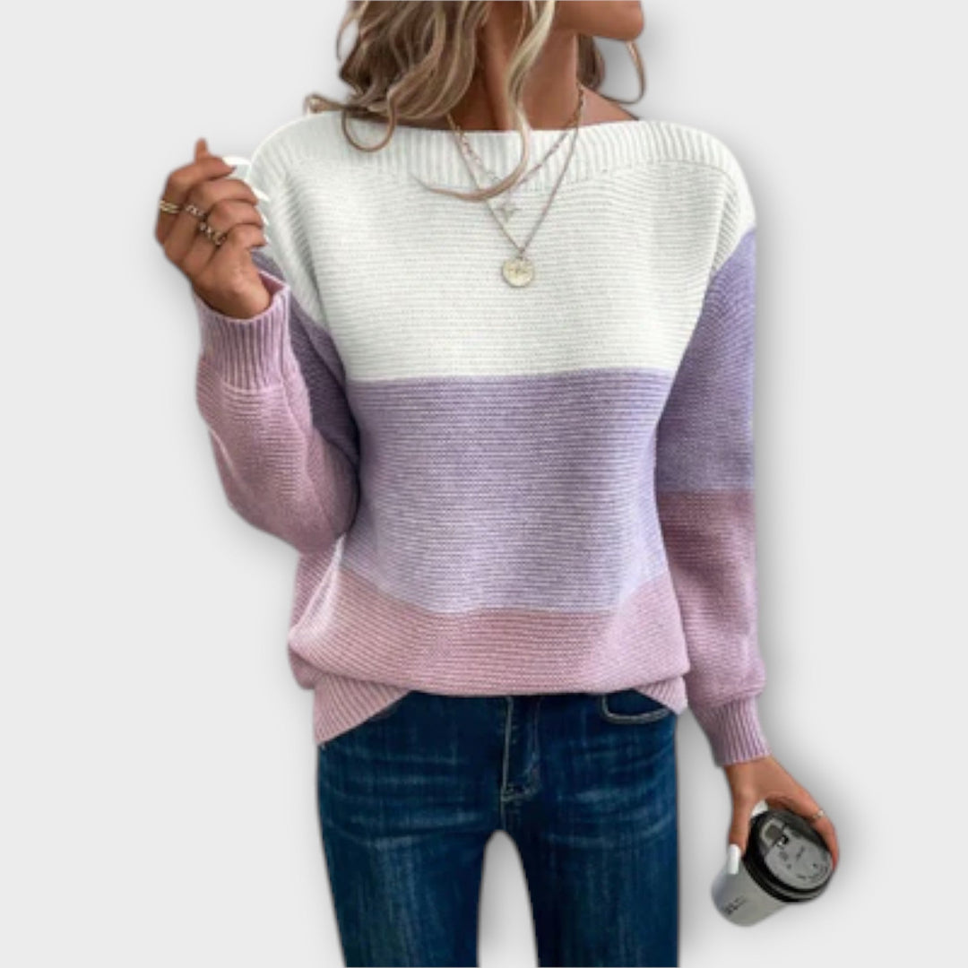 Class | Elegancki Sweter z Trójkolorowym Patchworkiem