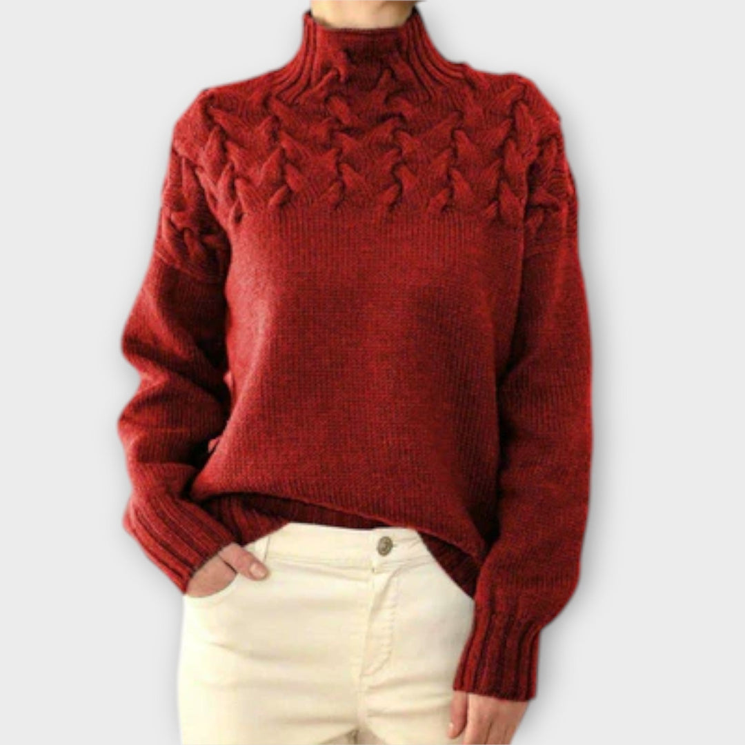 Evaya | Damski Sweter z Plecionym Detalem