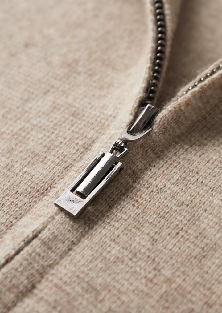 KARDIGAN ZIP POLO Z EXTRA-FINĄ WEŁNĄ MERINO