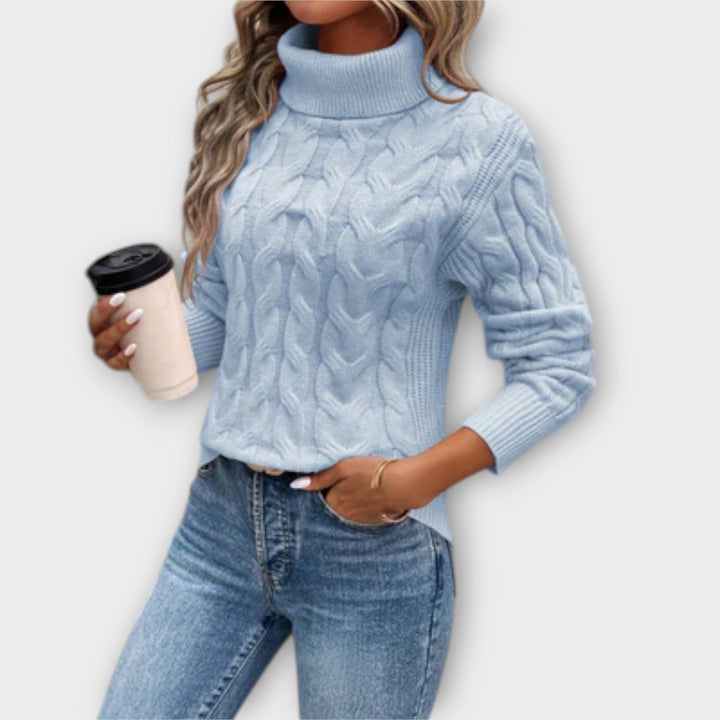 Amelia – Elegancki Sweter z Wysokim Kołnierzem z Siatki