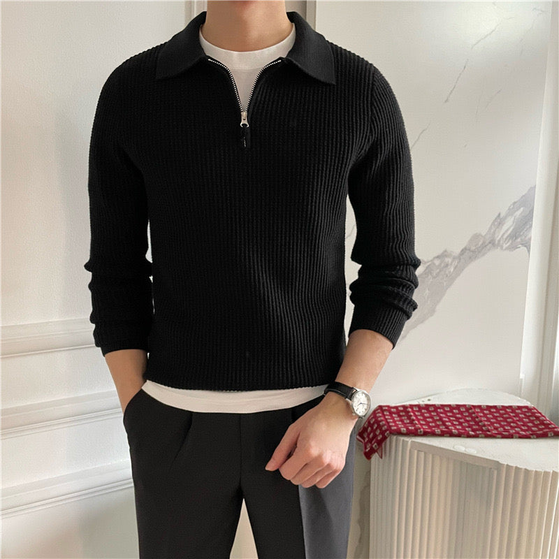 GONGJU Sweter z zamkiem
