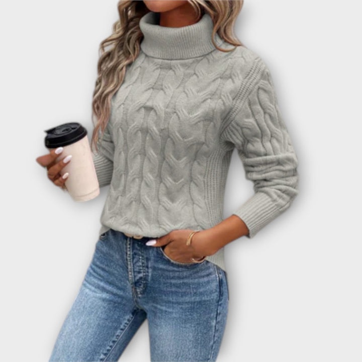Amelia – Elegancki Sweter z Wysokim Kołnierzem z Siatki