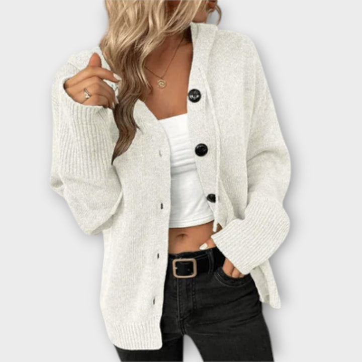 Brittan | Sweter Pleciony z Guzikami