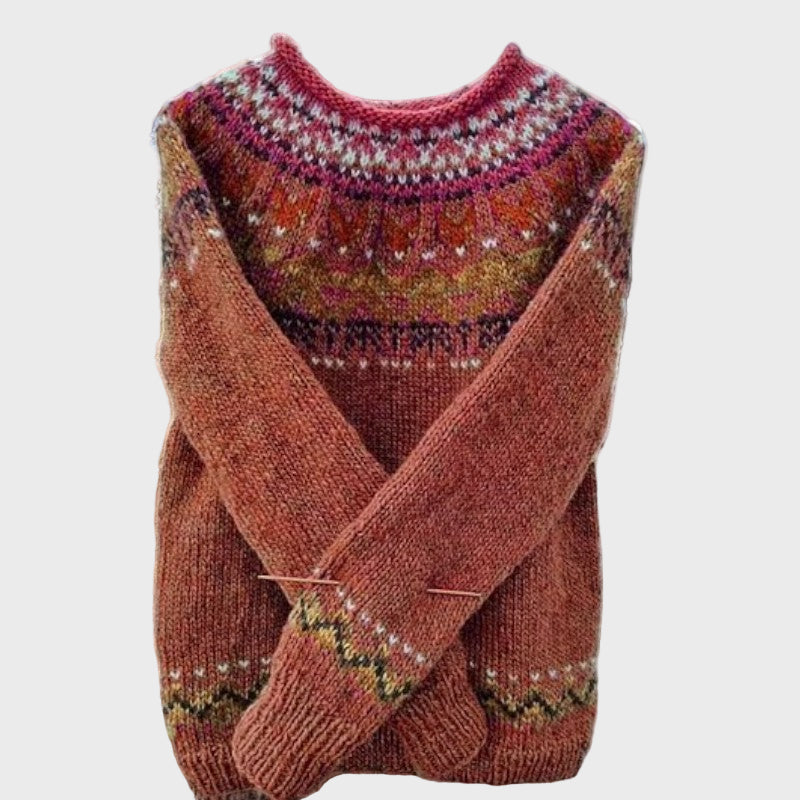 Sweter Pleciony z Wysokim Kołnierzem Retro