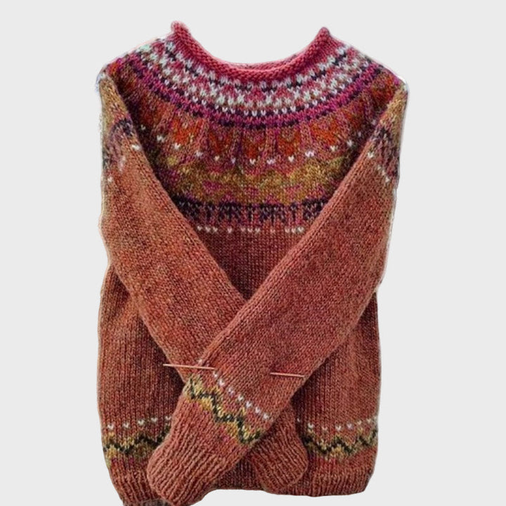 Sweter Pleciony z Wysokim Kołnierzem Retro