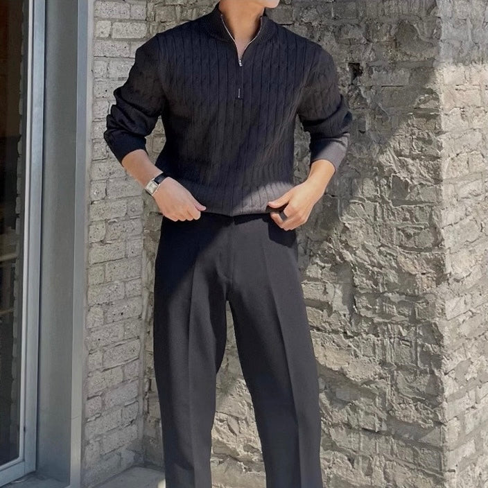 GWANGJU Sweter z polo zamkiem