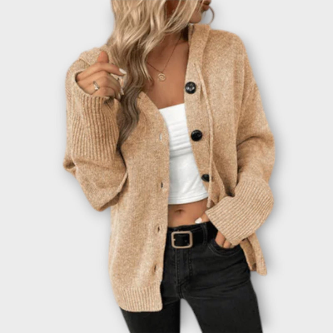 Brittan | Sweter Pleciony z Guzikami