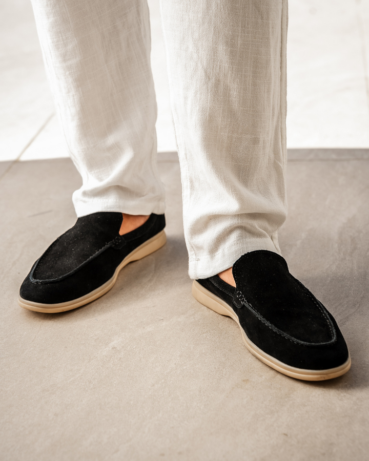 Luksusowe zamszowe loafersy