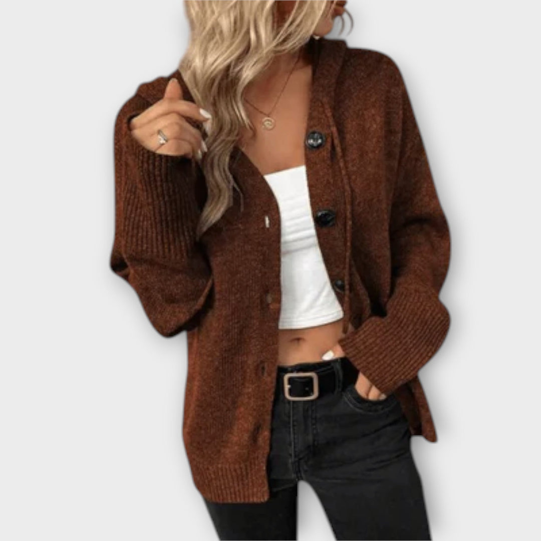 Brittan | Sweter Pleciony z Guzikami