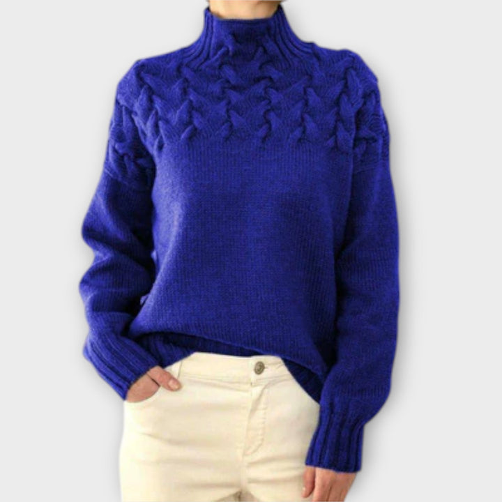 Eva - Damski sweter z plecionym detalem