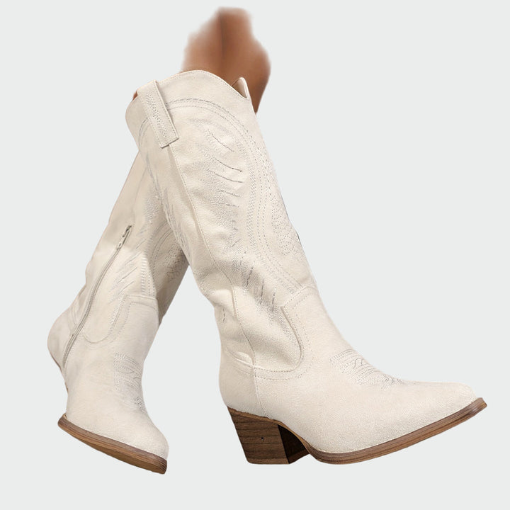 Wysokie buty w stylu western z haftem