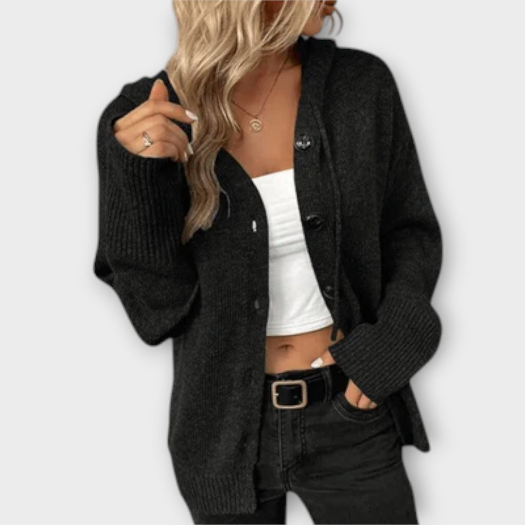Brittan | Sweter Pleciony z Guzikami