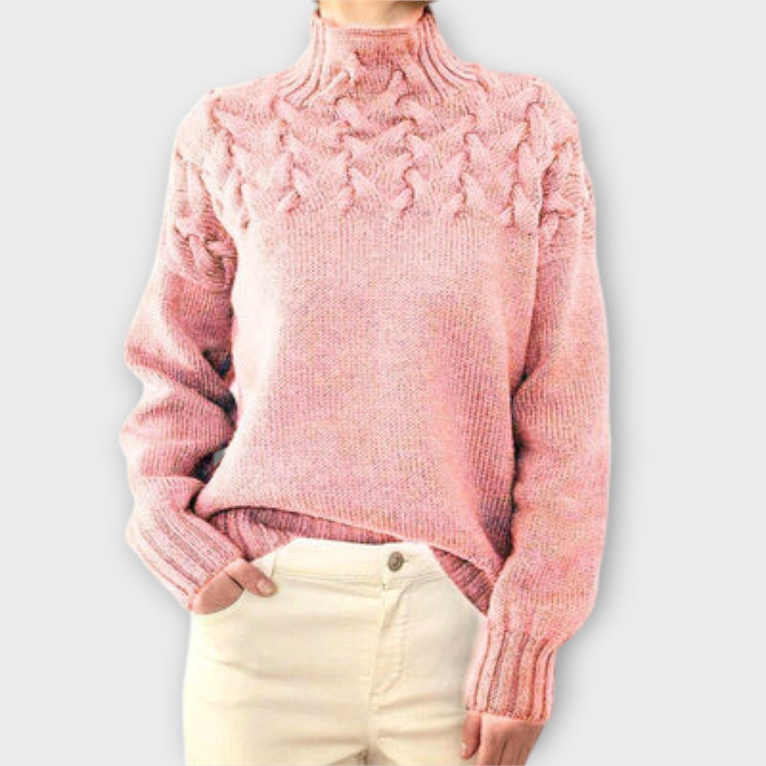 Eva - Damski sweter z plecionym detalem