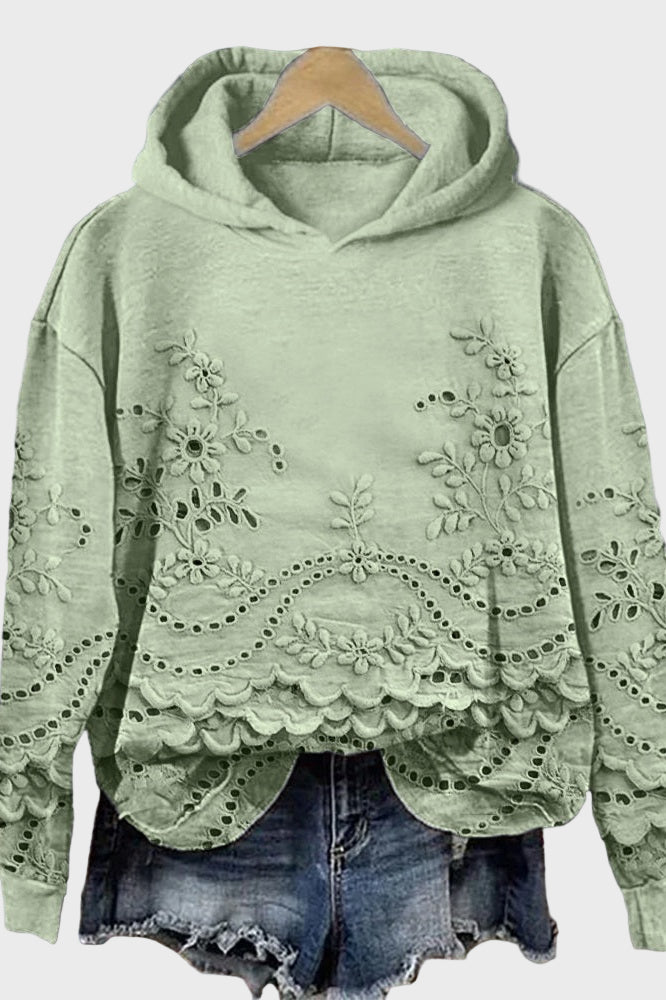Bluza z Kapturem z Leśnej Zielonej Koronki
