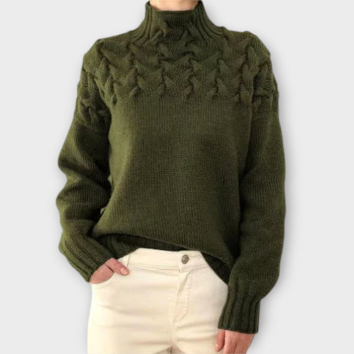 Eva - Damski sweter z plecionym detalem