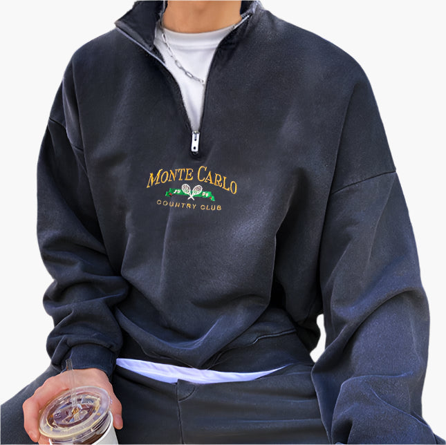 MONTE CARLO Pulowr Vintage z Polo Zipem