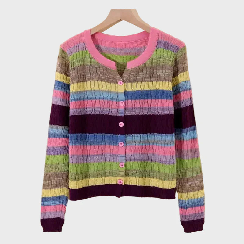 Sweter pleciony w paski inspirowany stylem retro