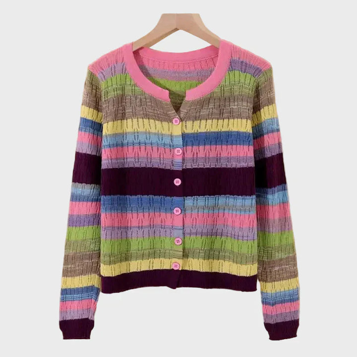 Myrna | Sweter z Warkoczem w Retro Paski