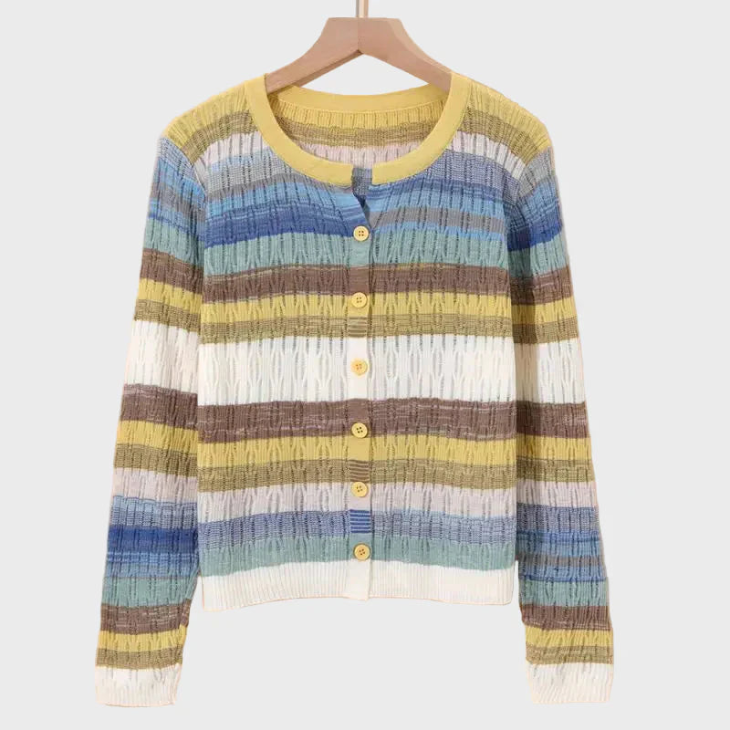 Sweter pleciony w paski inspirowany stylem retro