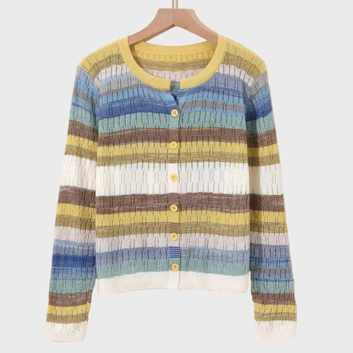 Sweter pleciony w paski inspirowany stylem retro