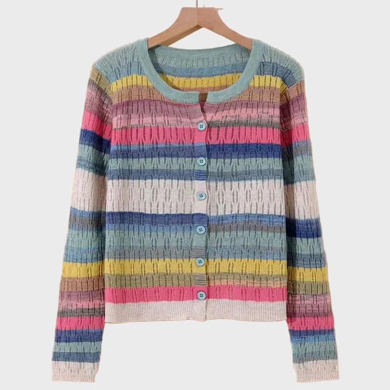 Sweter pleciony w paski inspirowany stylem retro