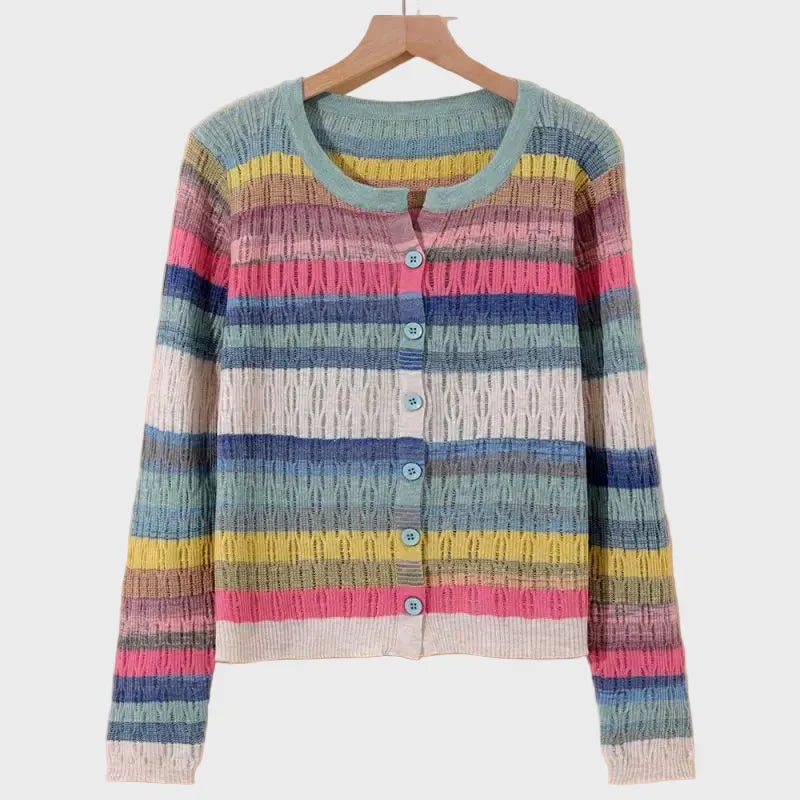 Myrna | Sweter z Warkoczem w Retro Paski