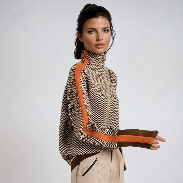Marieke | Sweter z wysokim kołnierzem i wyrazistymi paskami