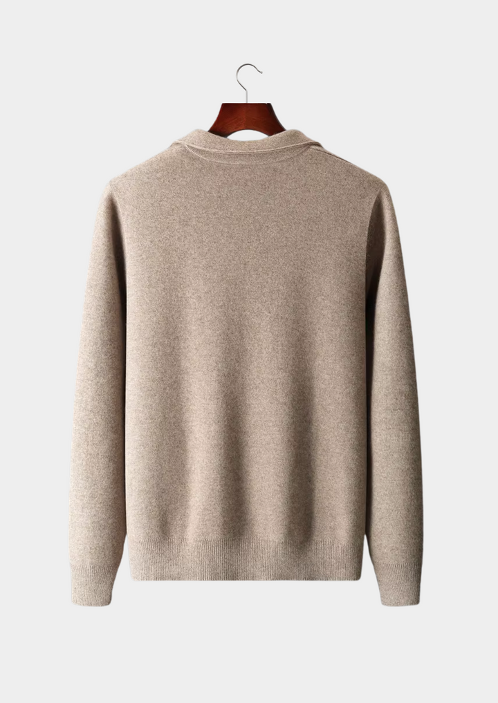 KARDIGAN ZIP POLO Z EXTRA-FINĄ WEŁNĄ MERINO