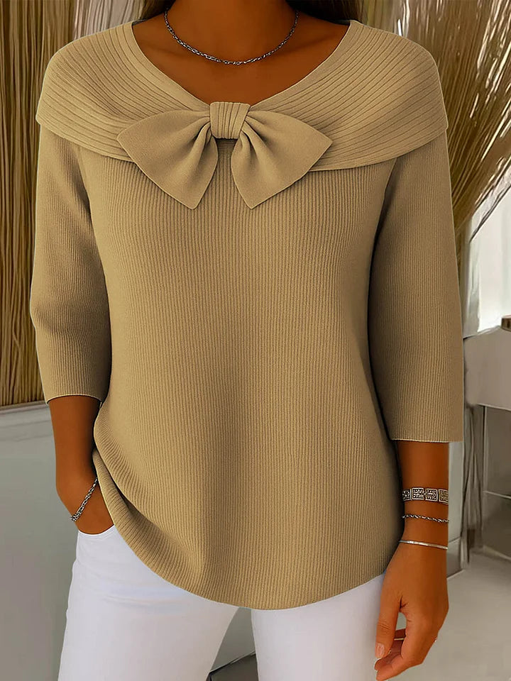 Lirya | Elegancka Dzianinowa Bluzka z Kokardą