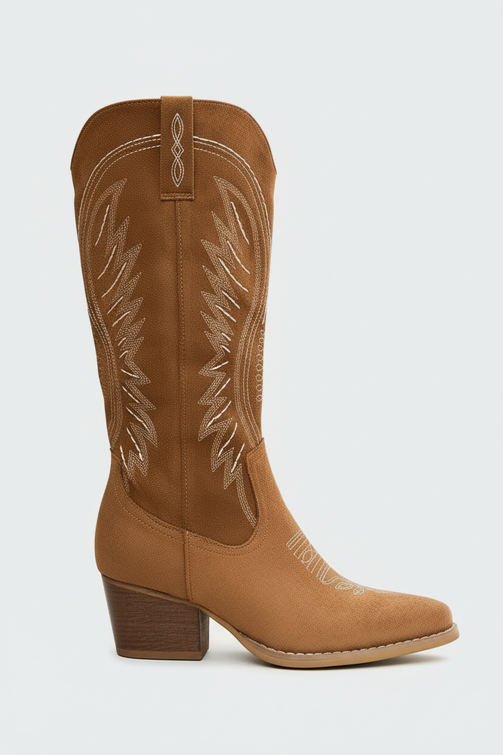 Wysokie buty w stylu western z haftem