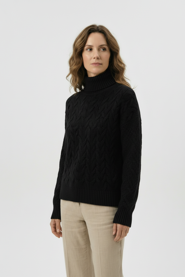 Eva - Damski sweter z plecionym detalem